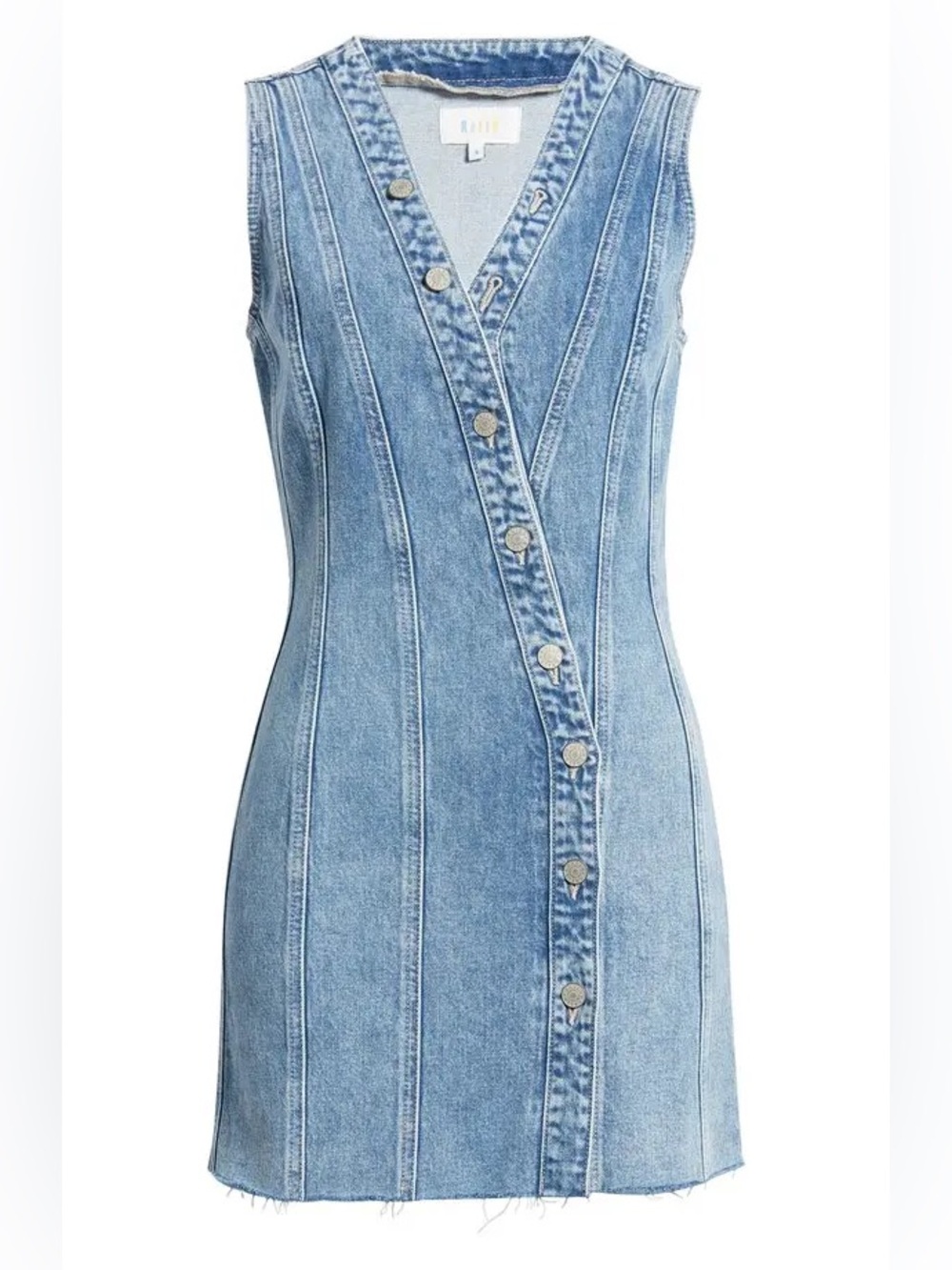 Revolve Rails Sleeveless Denim Button-Up Strand Mini Dress   Cascade Color M